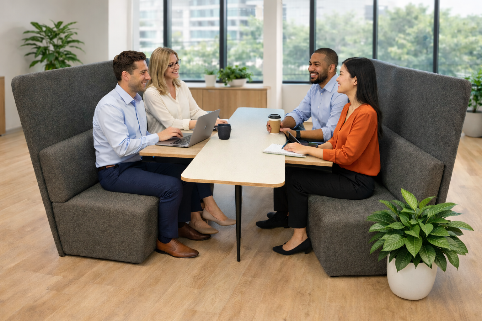 Davison : Cabine de réunion face-à-face à dossier haut - Remis à neuf