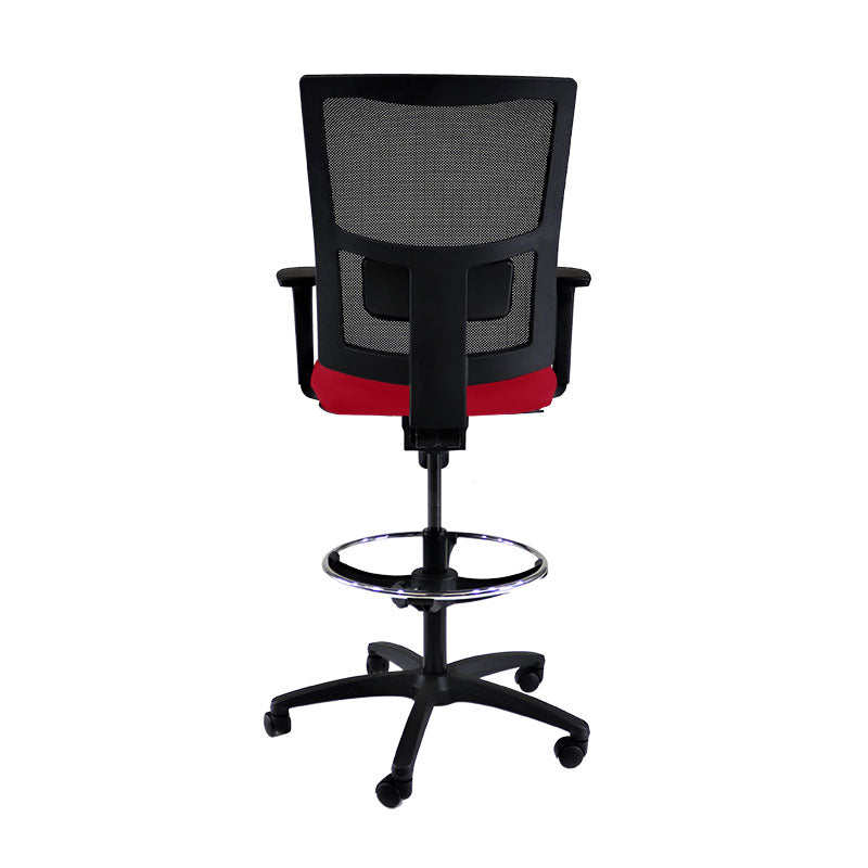 TOC: Ergo Draughtsman Chair in Red Fabric - Refurbished