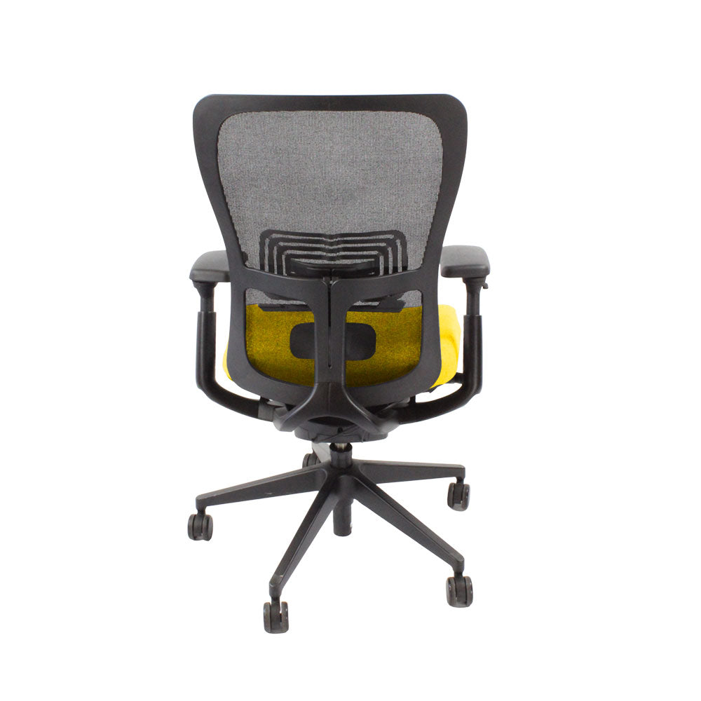 Haworth : Chaise de travail Zody Comforto 89 en tissu jaune/cadre noir - Remis à neuf