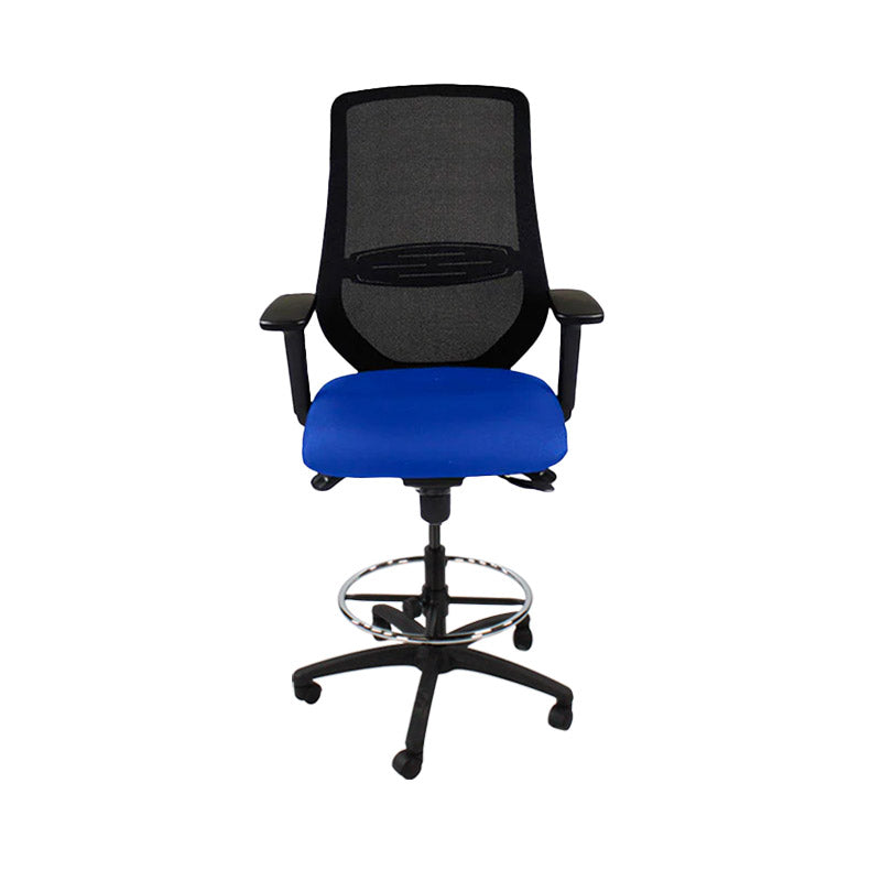 The Office Crowd : Chaise de dessinateur Scudo en tissu bleu - Reconditionné