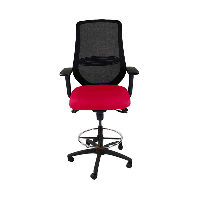 The Office Crowd : Chaise de dessinateur Scudo en tissu rouge - Reconditionné