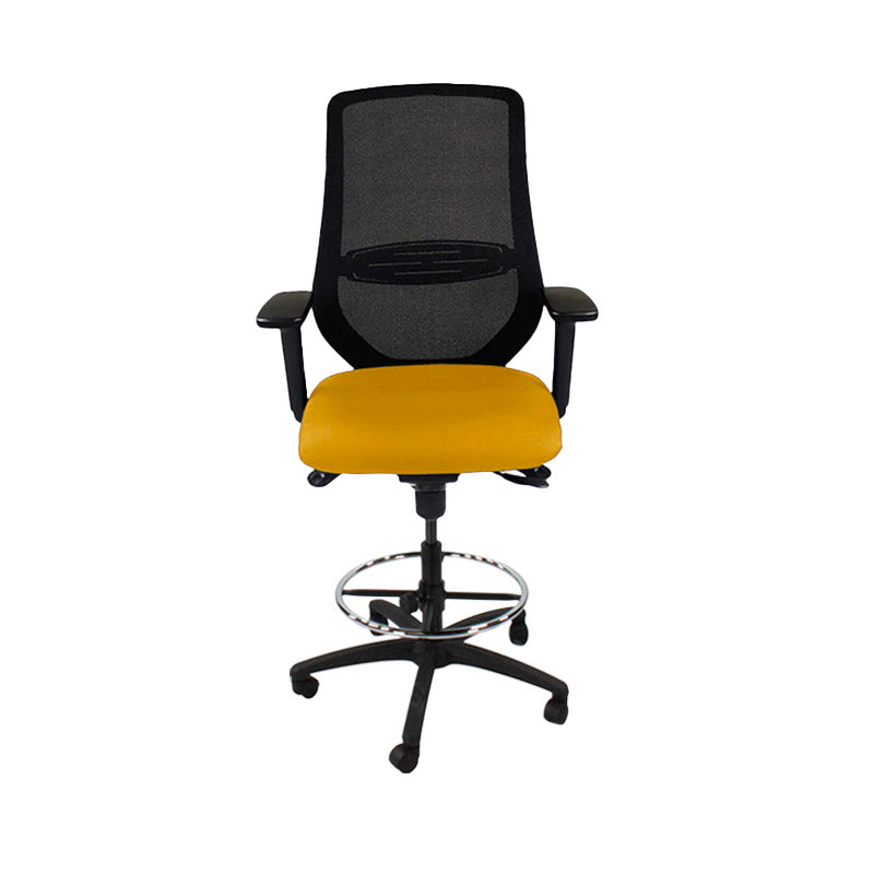 The Office Crowd : Chaise de dessinateur Scudo en tissu jaune - Reconditionné