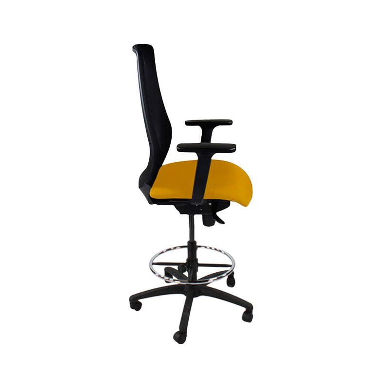 The Office Crowd : Chaise de dessinateur Scudo en tissu jaune - Reconditionné