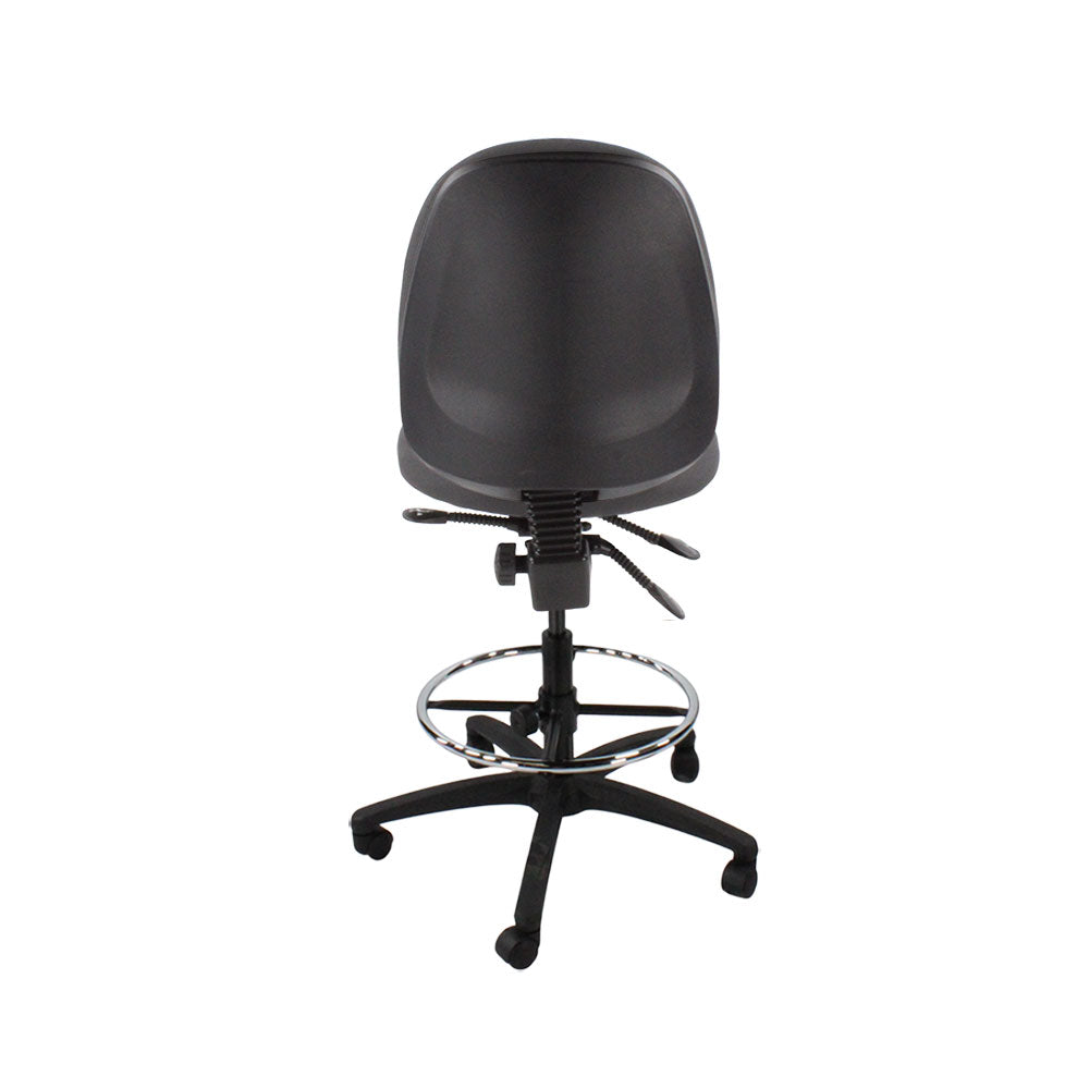 TOC: Scoop High Draughtsman Chair Without Arms in Grey Fabric - Refurbished