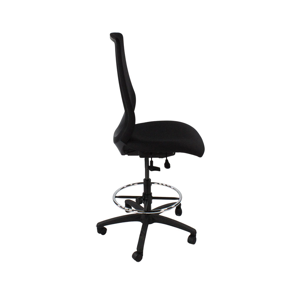 The Office Crowd : Chaise de dessinateur Scudo sans accoudoirs en tissu noir - Remis à neuf