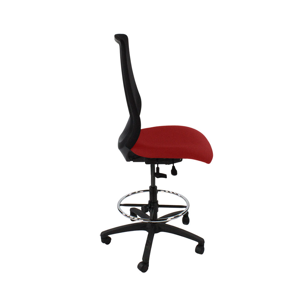The Office Crowd : Chaise de dessinateur Scudo sans accoudoirs en tissu rouge - Remis à neuf