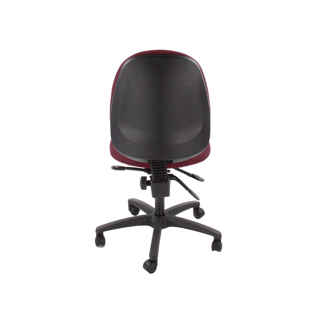 TOC: Scoop High Operator Chair in Burgundy Leather Without Arms - Refurbished