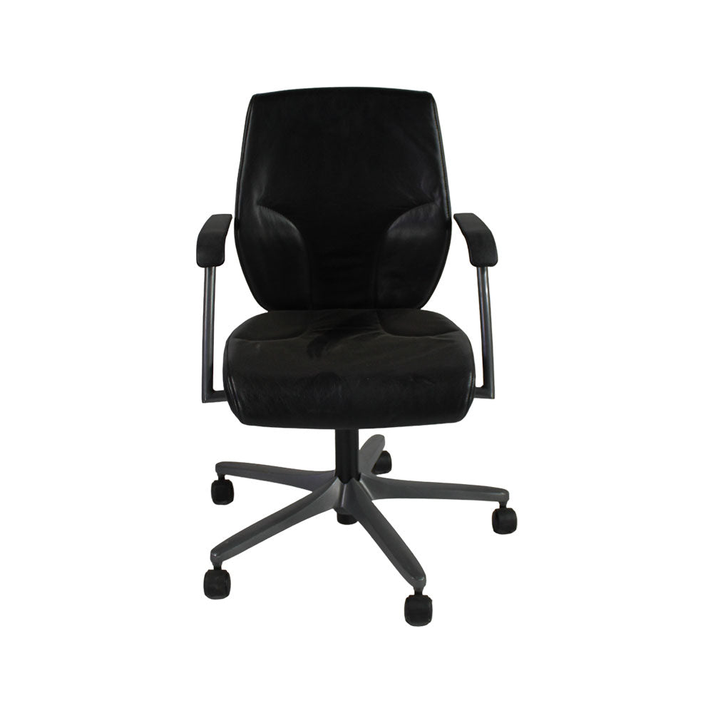 Giroflex: G64 Conference Armchair in Black Leather - Refurbished