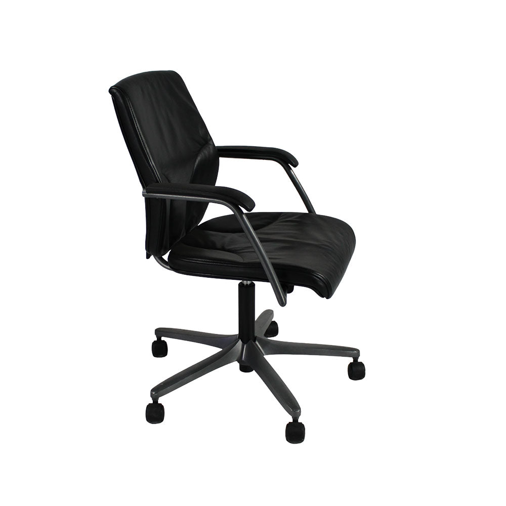 Giroflex: G64 Conference Armchair in Black Leather - Refurbished