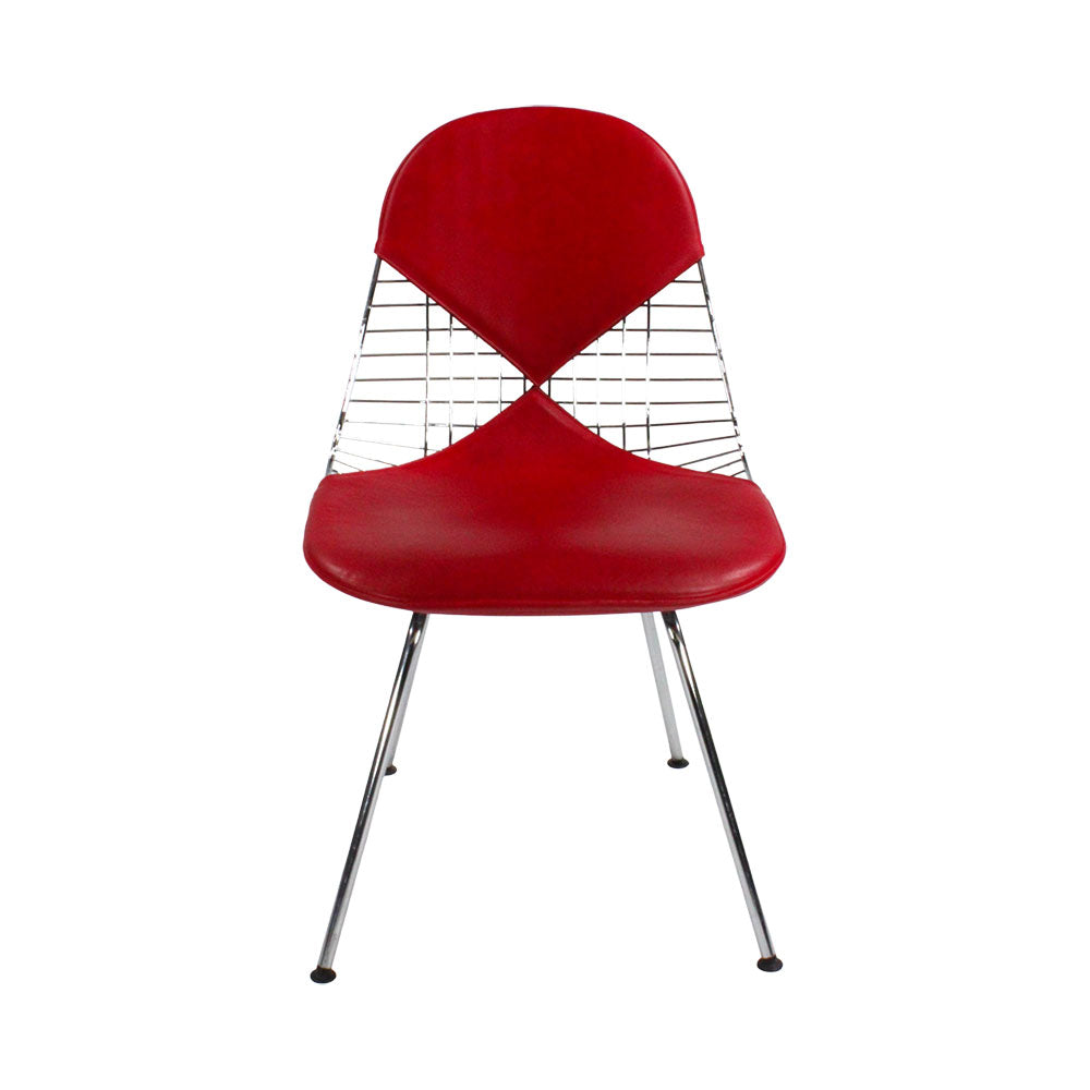 Vitra : Eames Wire Chair en cuir rouge - Remis à neuf