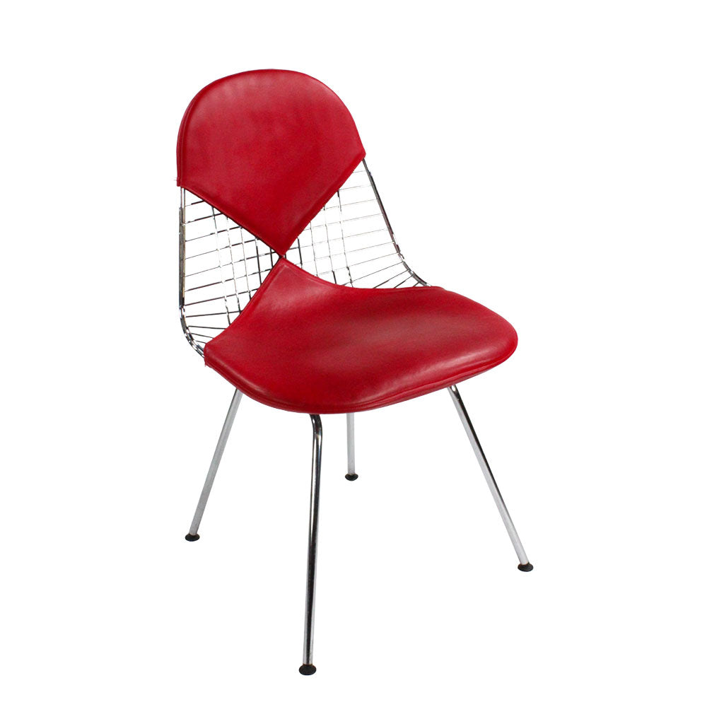 Vitra : Eames Wire Chair en cuir rouge - Remis à neuf