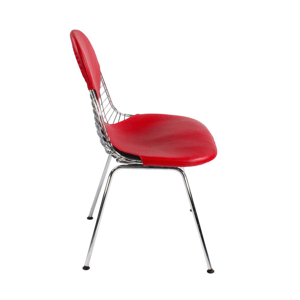 Vitra : Eames Wire Chair en cuir rouge - Remis à neuf