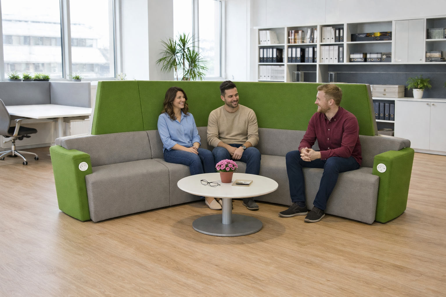 Orangebox : Sièges à dossier haut à 120 degrés gris et vert foncé Away From The Desk (AFTD) - Remis à neuf