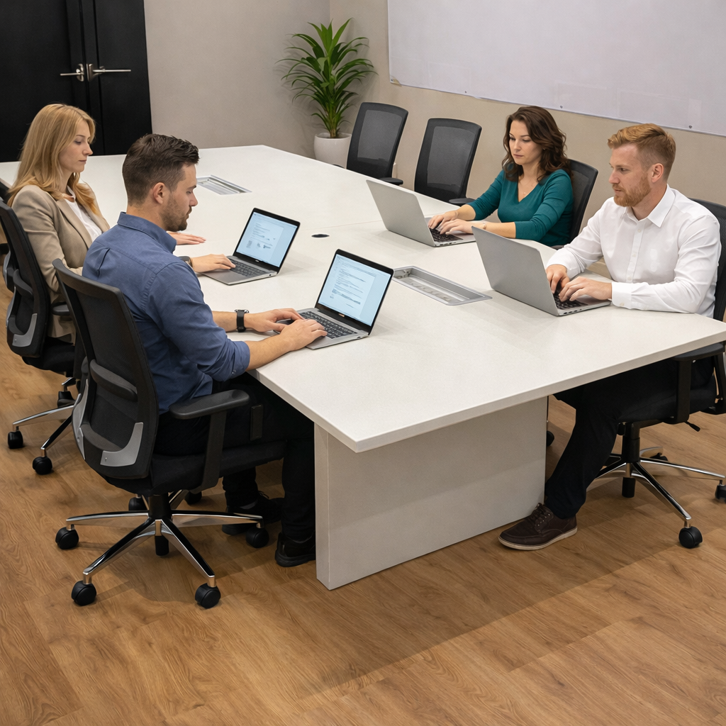 Orangebox: White Pars Meeting Table - Refurbished