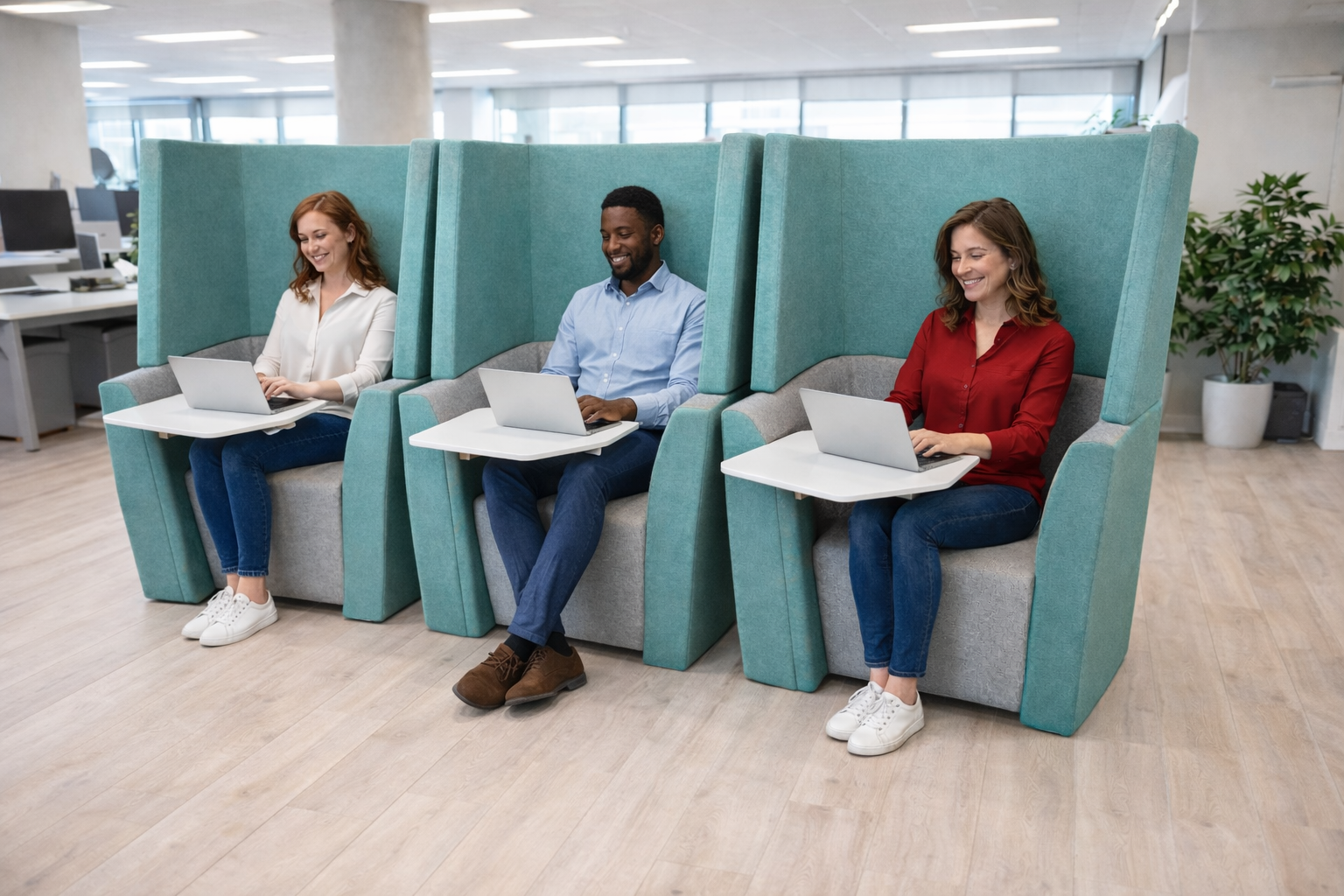 Orangebox : Canapé à dossier haut loin du bureau - Remis à neuf