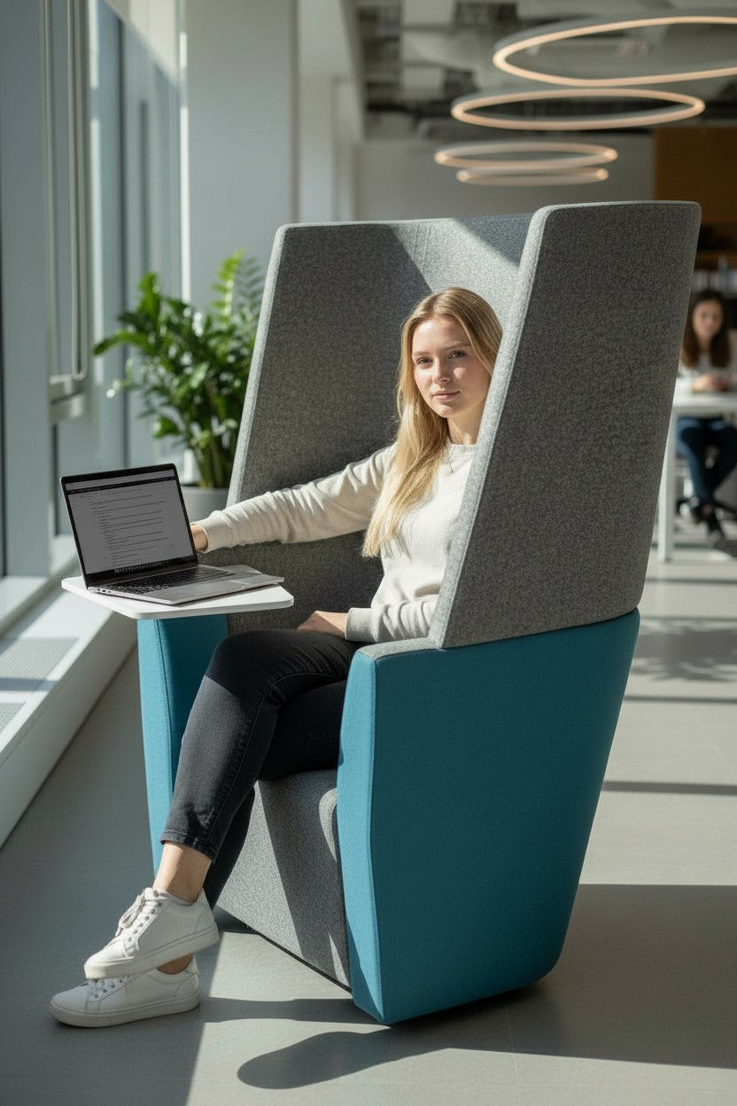 Orangebox : Canapé à dossier haut gris et vert foncé Away From The Desk (AFTD) - Remis à neuf