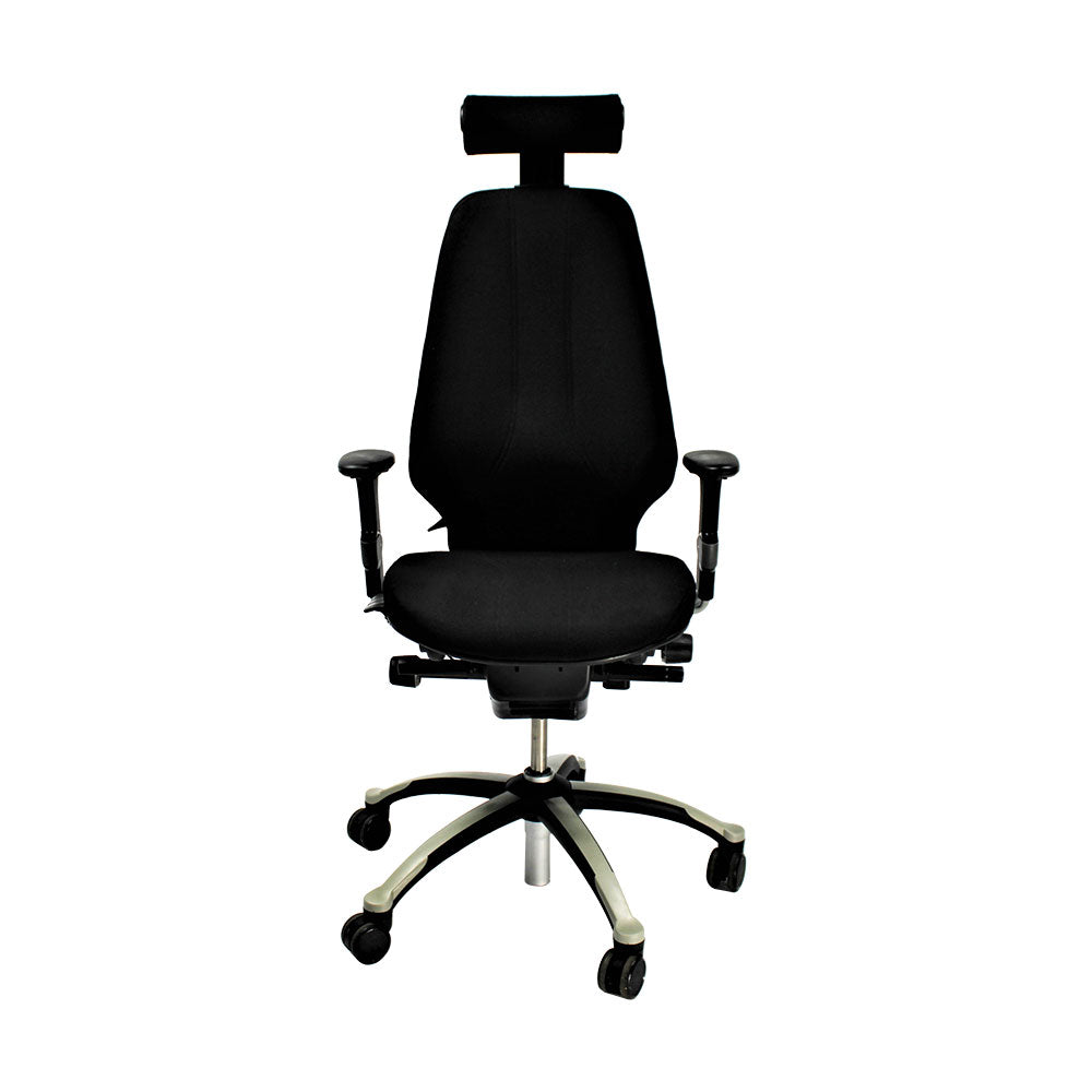 RH Logic : Chaise de bureau 400 à dossier haut avec appui-tête - Tissu noir - Remis à neuf