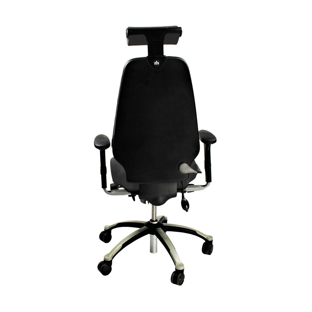 RH Logic : Chaise de bureau 400 à dossier haut avec appui-tête - Tissu gris - Remis à neuf