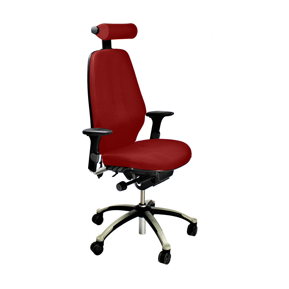 RH Logic : Chaise de bureau 400 à dossier haut avec appui-tête - Tissu rouge - Remis à neuf