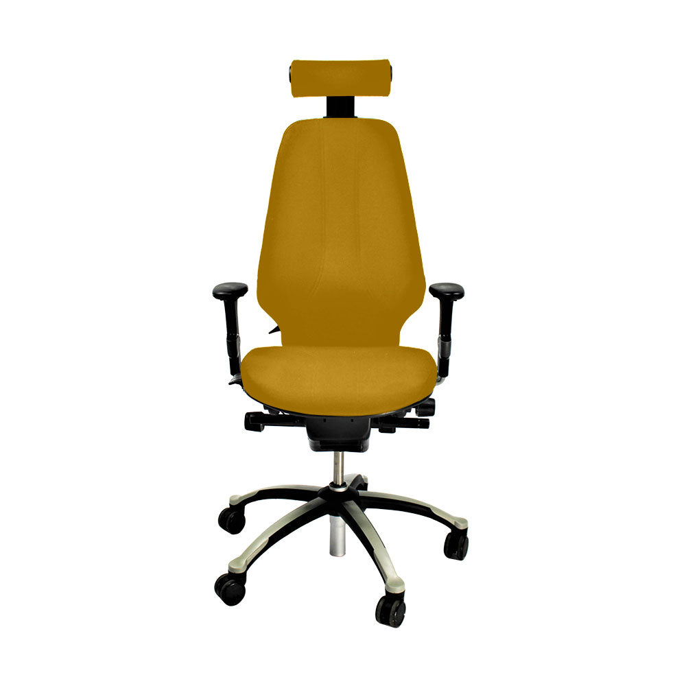 RH Logic : Chaise de bureau 400 à dossier haut avec appui-tête - Tissu jaune - Remis à neuf