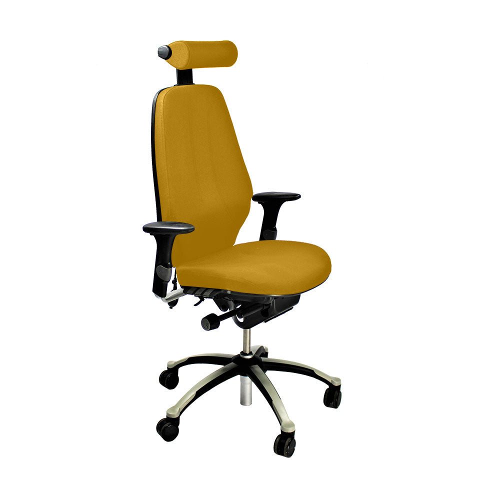RH Logic : Chaise de bureau 400 à dossier haut avec appui-tête - Tissu jaune - Remis à neuf