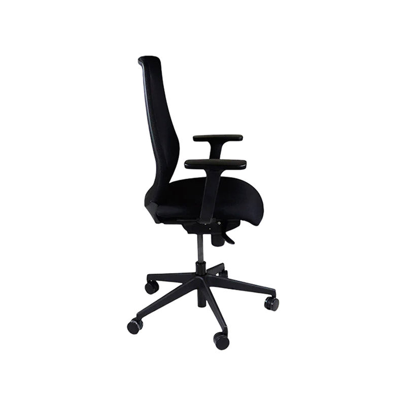 The Office Crowd : Chaise de travail Scudo avec siège en tissu noir sans appui-tête - Remis à neuf