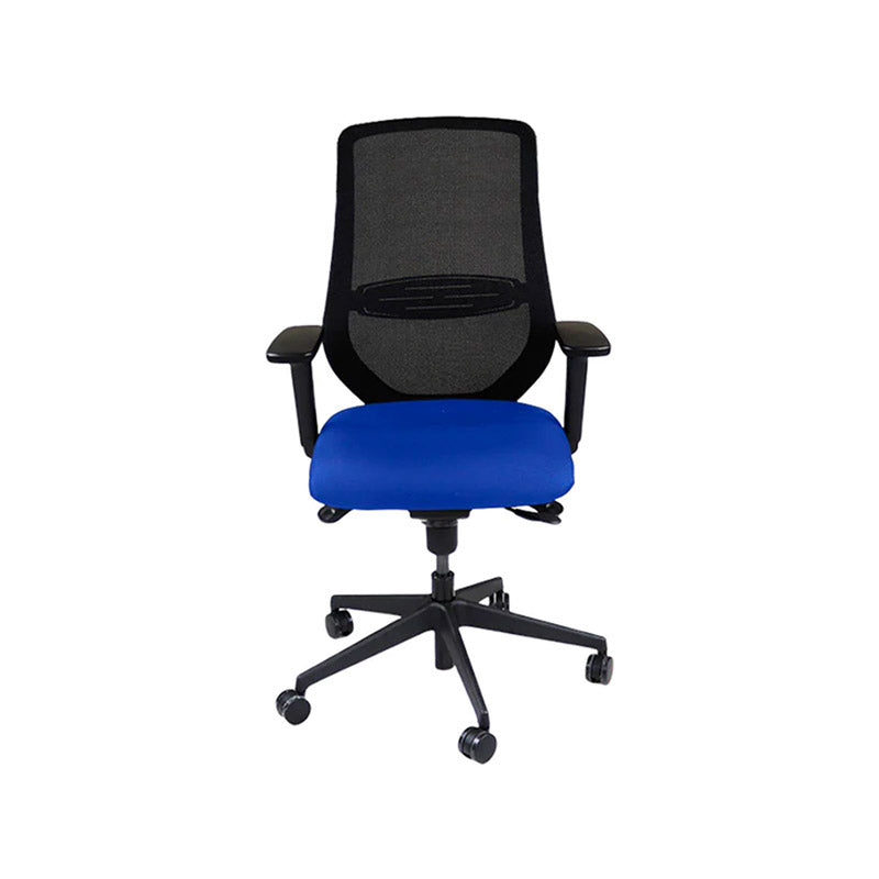 The Office Crowd: Scudo Task Chair with Blue Fabric Seat without Headrest - Refurbished