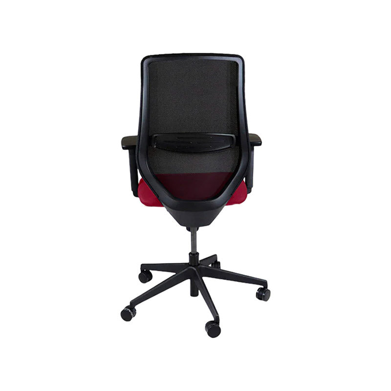 The Office Crowd: Scudo Task Chair with Burgundy Leather Seat without Headrest - Refurbished