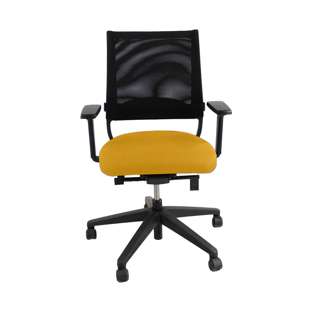 Sedus: Netwin NW-100 Chair with Mesh Back in Yellow Fabric - Refurbished