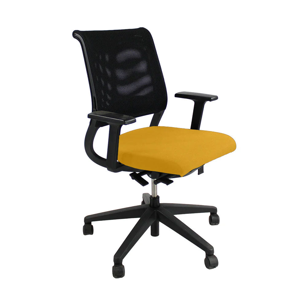 Sedus: Netwin NW-100 Chair with Mesh Back in Yellow Fabric - Refurbished