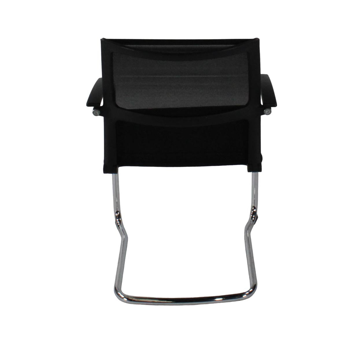 Sedus : Chaise cantilever ouverte avec dossier en maille/cadre en aluminium en tissu noir - Remis à neuf