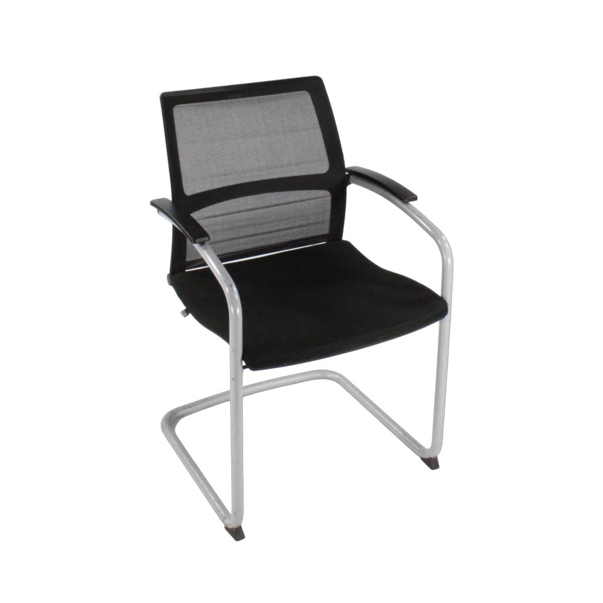 Sedus : Chaise cantilever ouverte avec dossier en maille en tissu noir - Remis à neuf