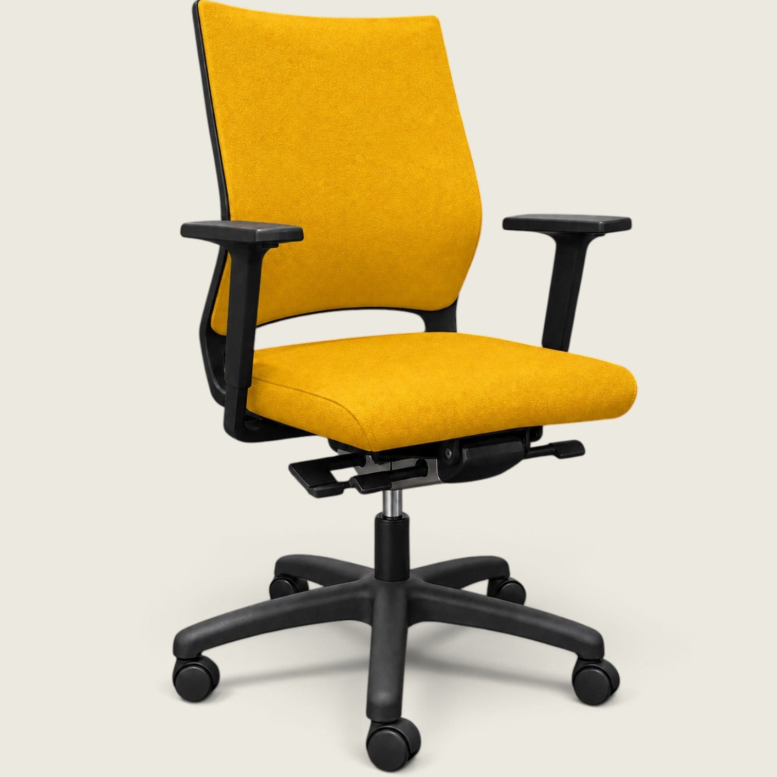 <tc>Sedus</tc>: <tc>Quarterback</tc> Chaise de bureau en tissu jaune avec dossier en tissu jaune - Remis à neuf