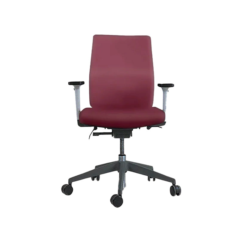 Senator: Free Flex Task Chair in Burgundy Leather with Arms - Refurbished