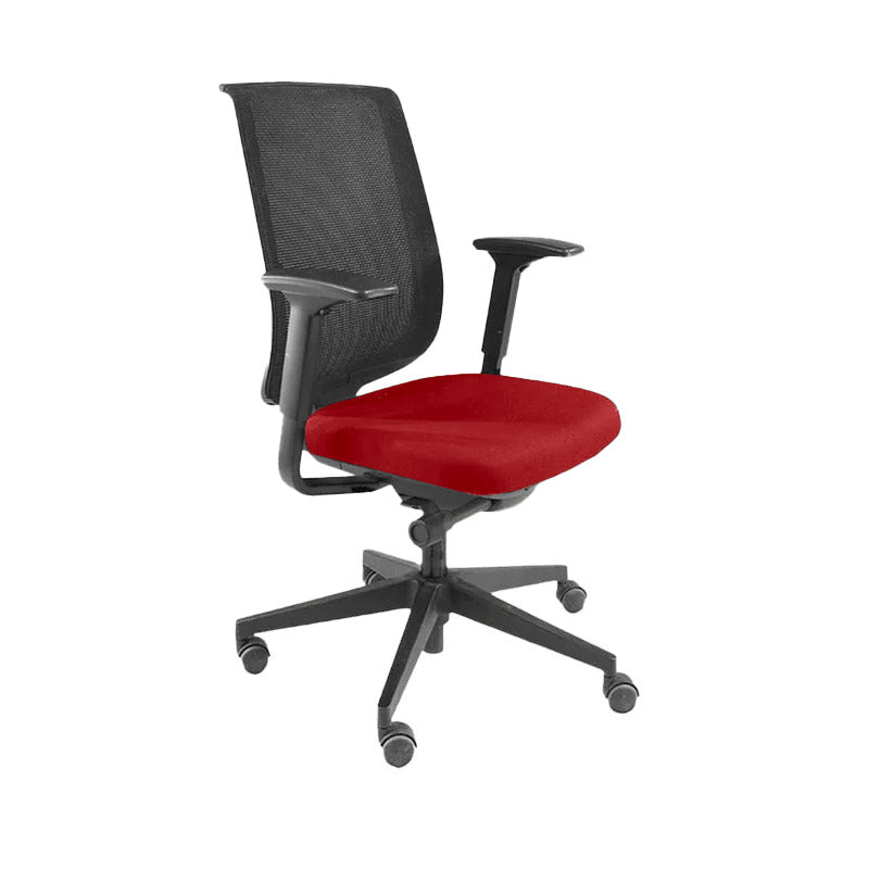 Steelcase : Chaise de bureau Reply avec dossier en maille en tissu rouge - Reconditionnée