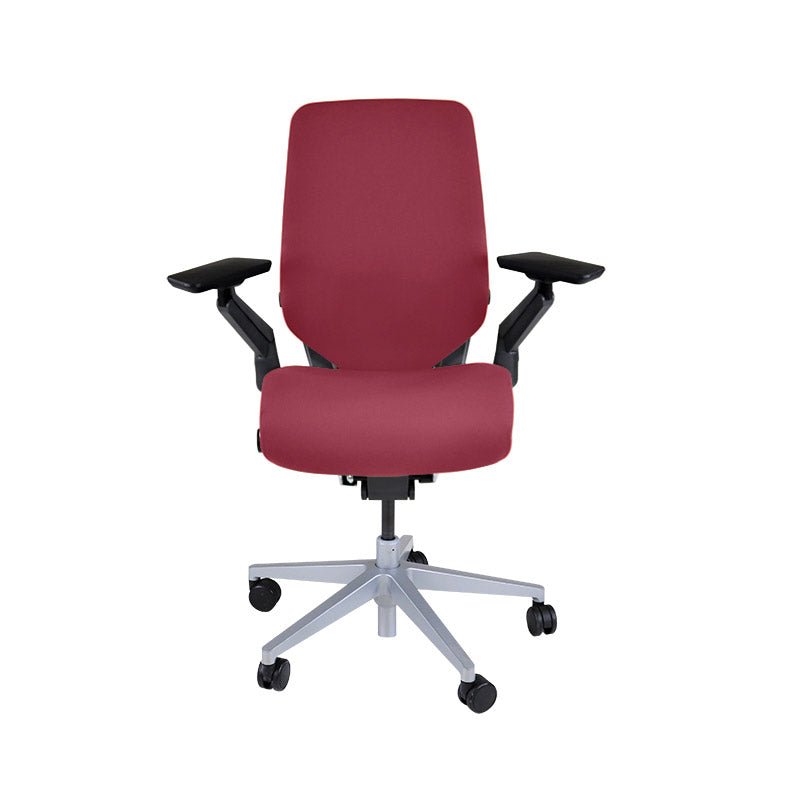 Steelcase : Chaise de bureau ergonomique Gesture - Cuir Bordeaux - Reconditionnée