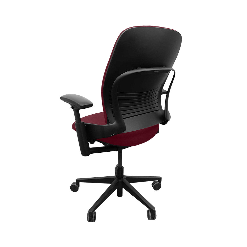 Steelcase : Chaise de bureau Leap V2 - Cuir Bordeaux - Remis à neuf