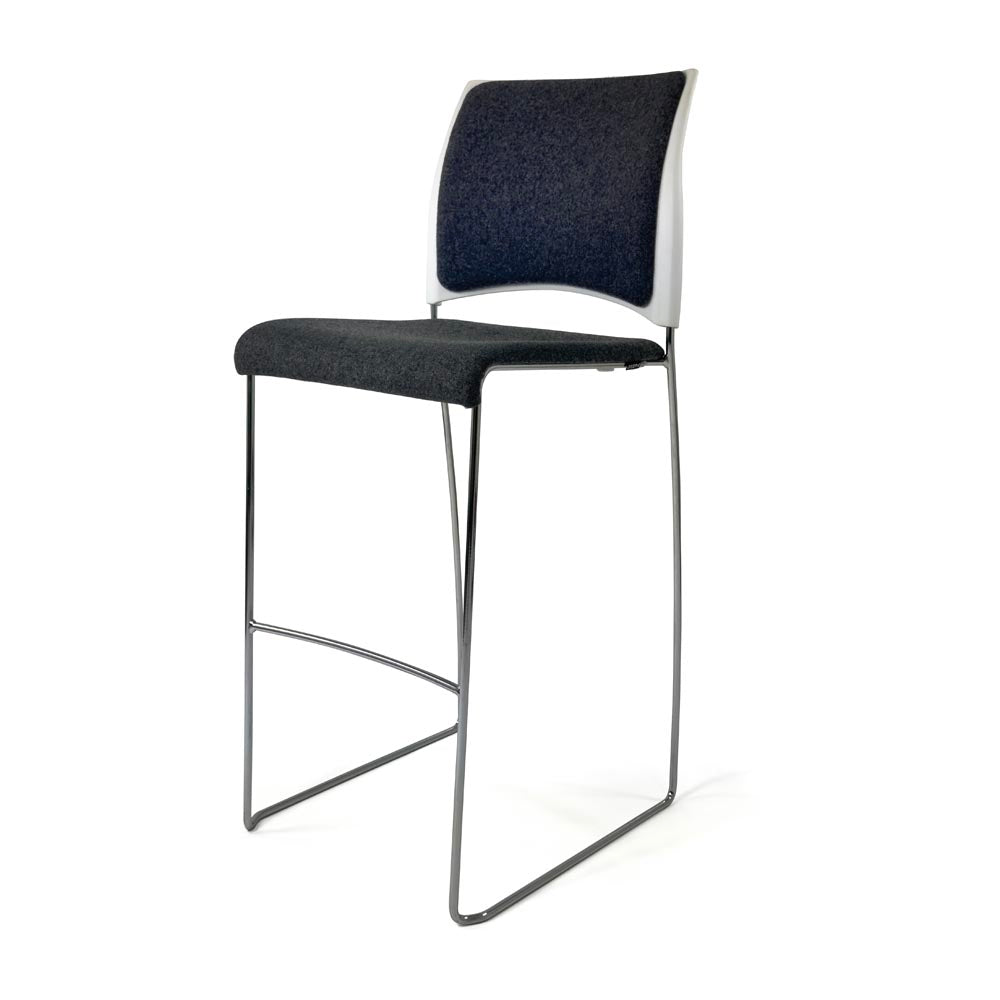 Verco: Sting High Tabouret en tissu noir et jambes chromées - rénové