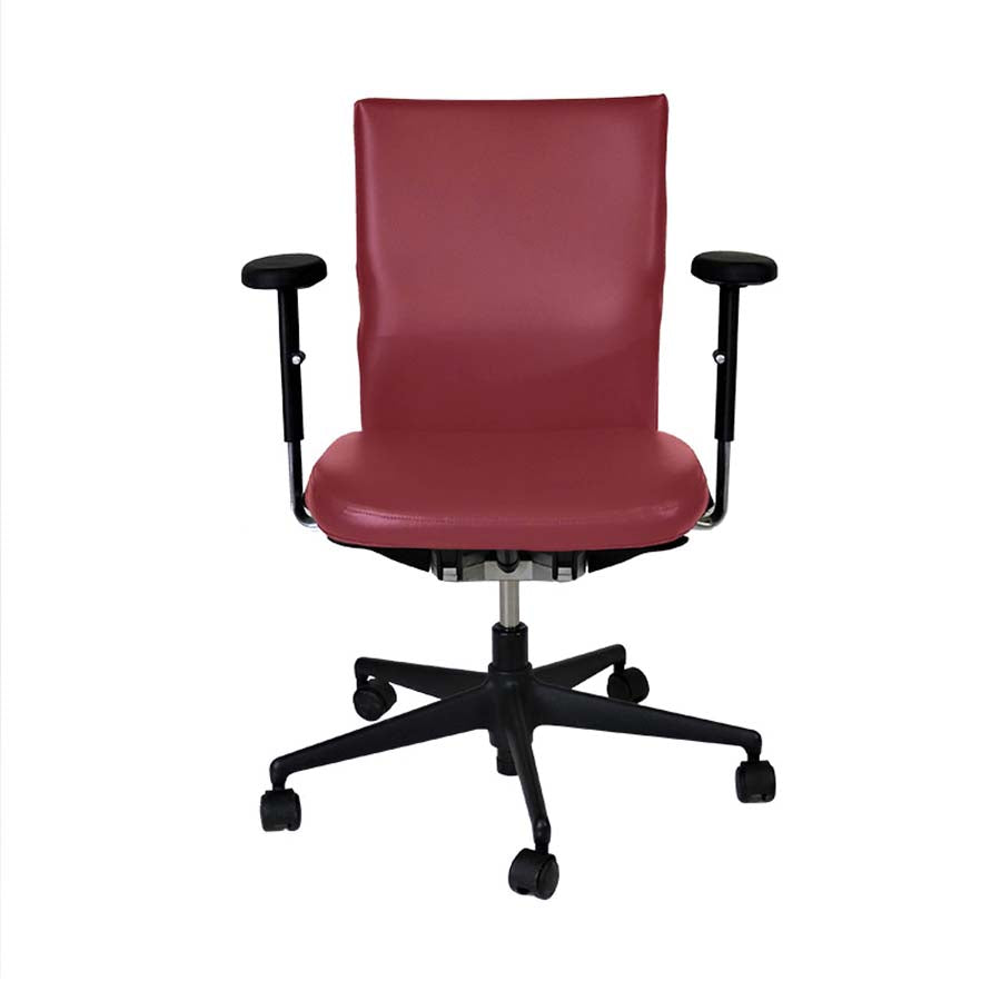 Vitra : Chaise de bureau Axess en cuir bordeaux - Reconditionnée