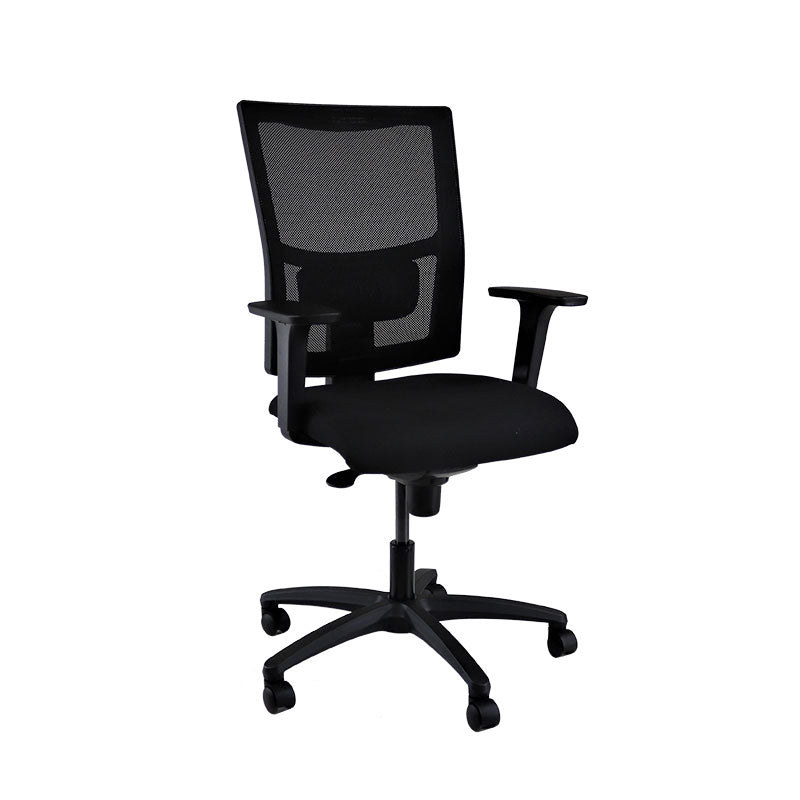 The Office Crowd : Chaise de travail Ergo en tissu noir - Reconditionné