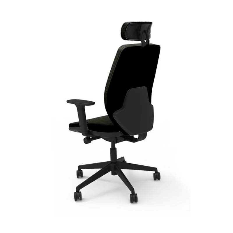 The Office Crowd : Chaise de bureau Hide - Dossier haut avec appui-tête en tissu noir - Remis à neuf