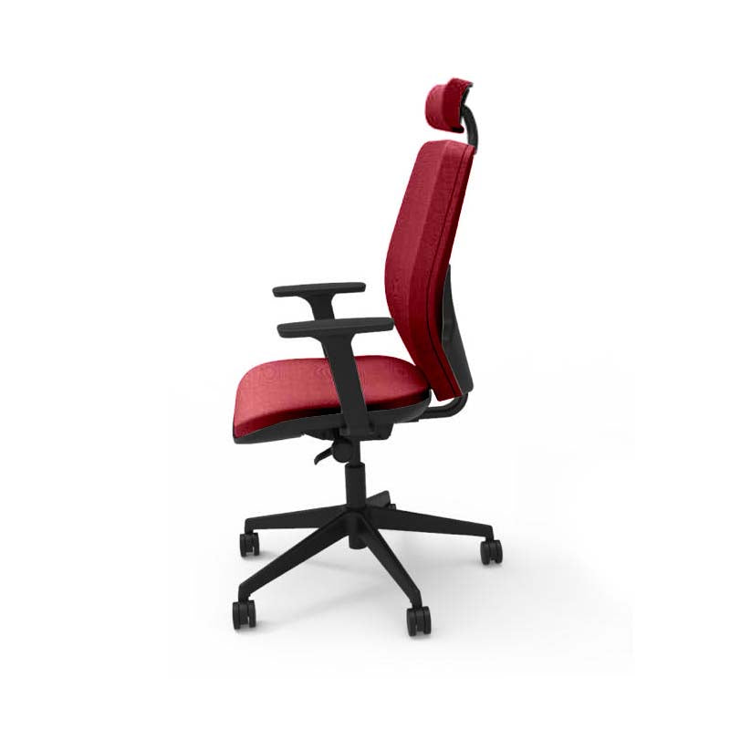 The Office Crowd: Hide Office Chair - Medium Back with Headrest in Burgundy Leather - Refurbished