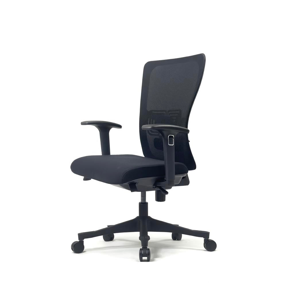 <tc>Haworth</tc>: <tc>Zody Comforto</tc> Chaise de travail 89 en tissu noir/cadre noir - Reconditionnée